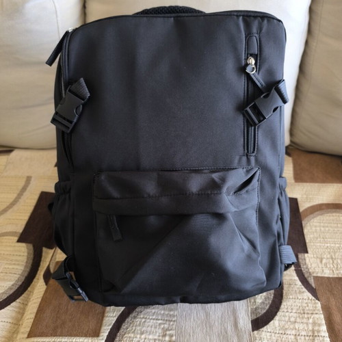 Backpack new, ideal for travel, with shoe compartment, black