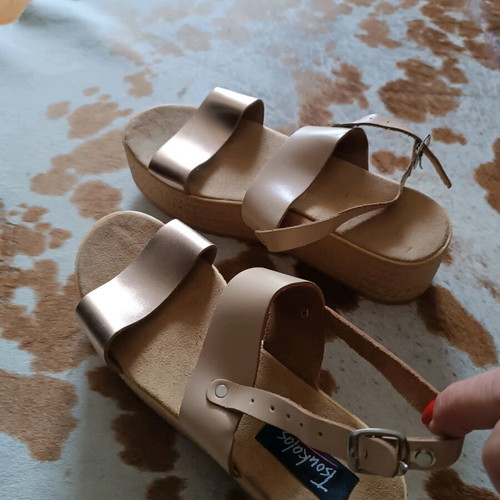 Beige-gold platform sandals new size 41