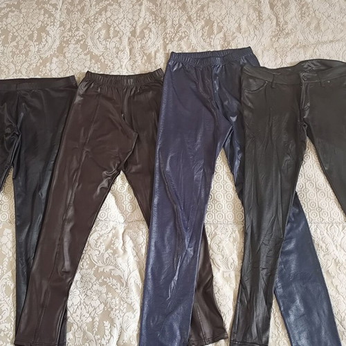 Calzedonia women's leather-look leggings pants used, size Small, pack of 4