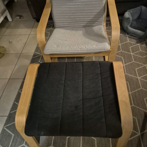 IKEA POÄNG armchair with footstool used