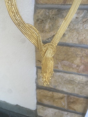 Gold women's necklace, new, gold-plated with details
