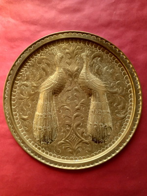 Brass decorative plate used, with hook for wall mounting
