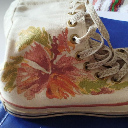 Converse All Star high-top boot used, size 37, ivory with flower design