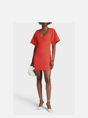 Herve Leger red dress L ribbed weave new with tags