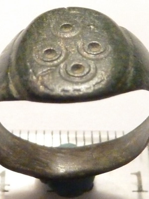 Renaissance bronze ring with decoration used