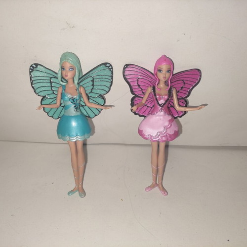 Barbie Mariposa Rayla and Pink Flutterfield Fairy Mini Dolls like new, 11 cm