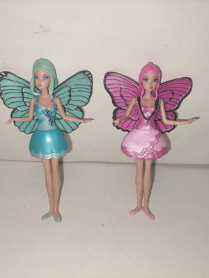 Barbie Mariposa Rayla and Pink Flutterfield Fairy Mini Dolls like new, 11 cm