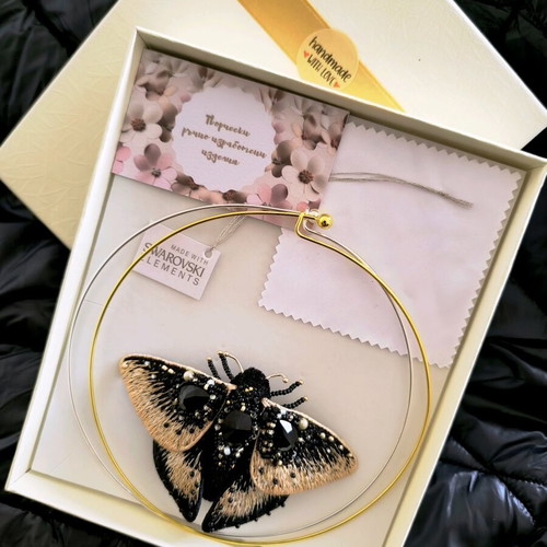 Handmade butterfly brooch new with Swarovski crystals and Japanese beads