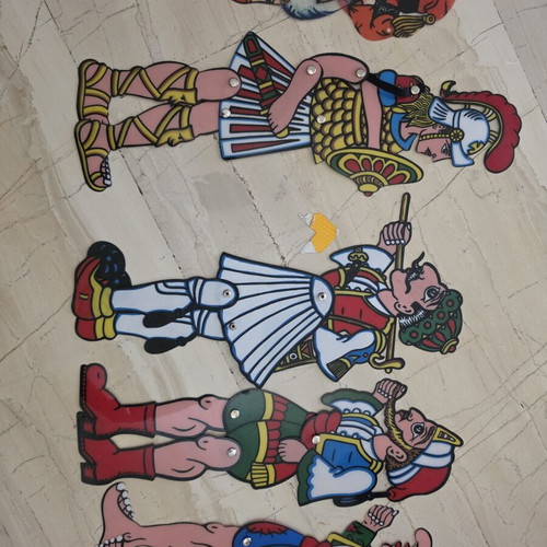 Karagiozis shadow puppet figures, set of 5