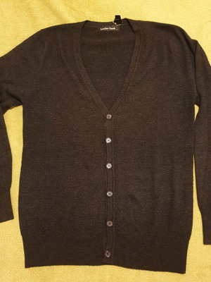 Lamber Comb men's cardigan Large new, charcoal with wool and cashmere