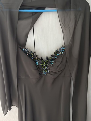 Evening dress olive with thin scarf like new