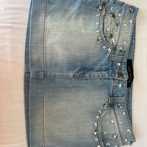Denim skirt used size 42 with pearls and strass