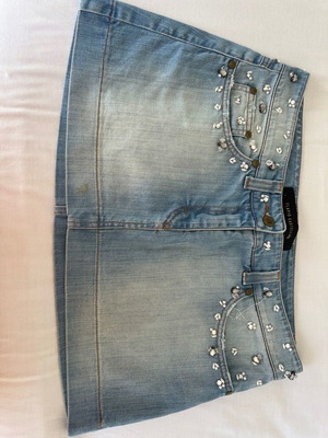 Denim skirt used size 42 with pearls and strass