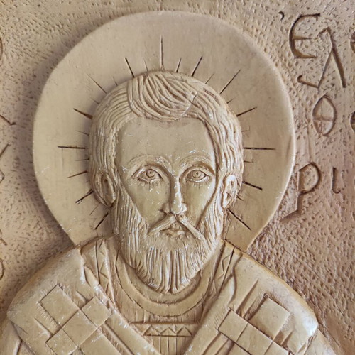 Saint Eleftherios Icon new, made of wax and mastic