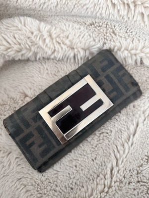 Fendi FF Zucca Monogram wallet used, vintage, black-brown
