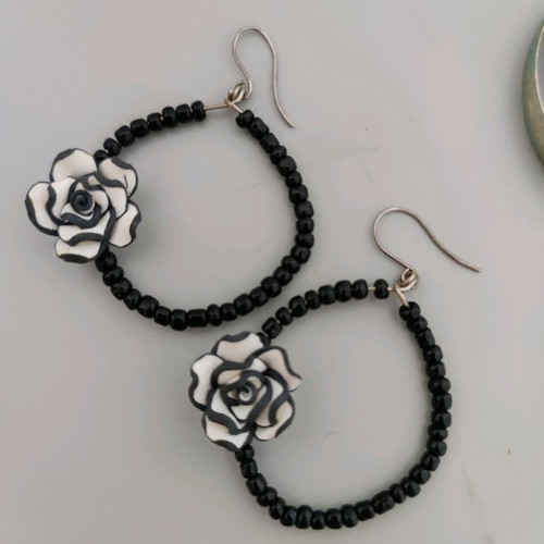 Earrings set with 2 pairs used, turquoise hoops by Accessorize