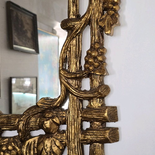 Large wooden mirror with carved gilded frame like new 85×55 cm