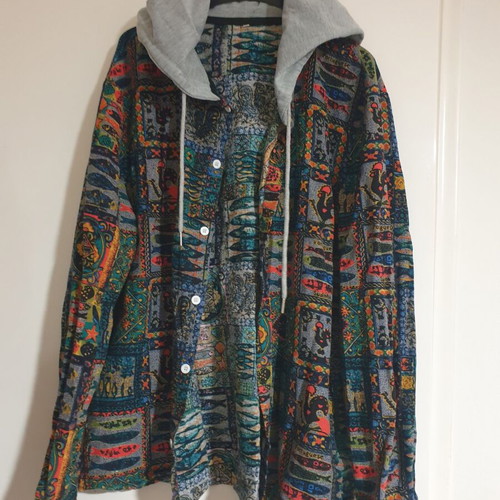 Jacket with hood new, colorful and gray, size XL/XXL