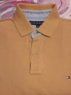 Μπλούζα Tommy Hilfiger βαμβακερή ανοιξιάτικη μακρυμάνικη σαν καινούργια, μπεζ με τιρκουάζ λεπτομέρεια