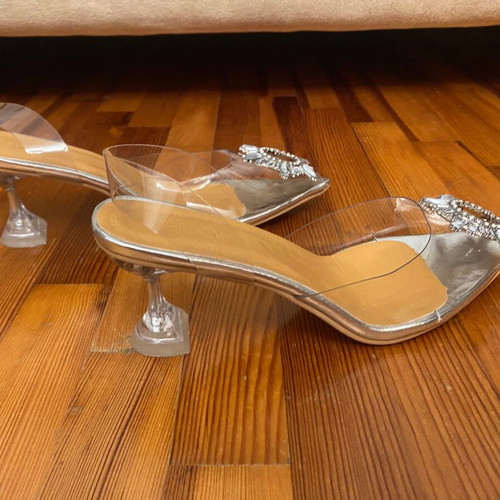 Pumps with Transparent Heel Size 38 New Silver