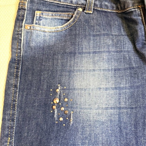 Vintage blue Rococo jeans with studs and rips like new