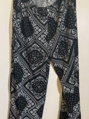 Wide leg printed plus size pants like new, black and white