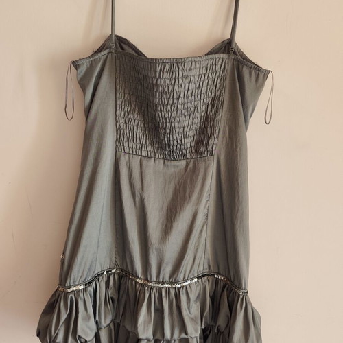 Evening dress with rhinestones, silver-gray, size XL