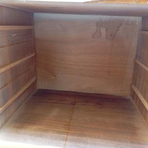 Vintage nightstand with 3 drawers used, wood, 1970s