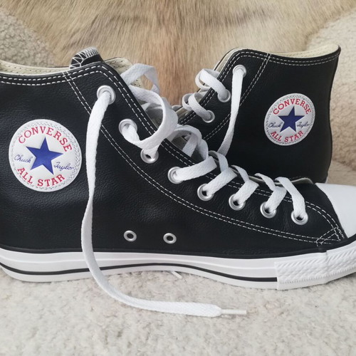 Converse Chuck Taylor new black leather shoes with white