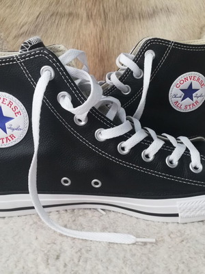 Converse Chuck Taylor new black leather shoes with white