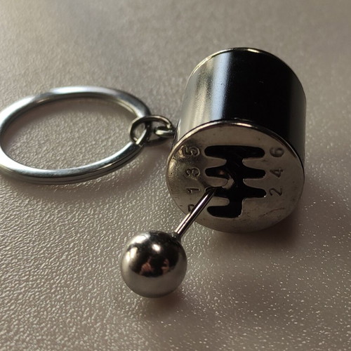Gear Shift Keychain new, black and gray