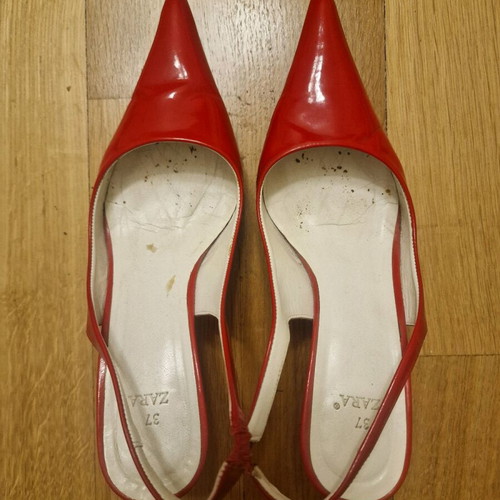 Zara patent leather pump used, red, size 37