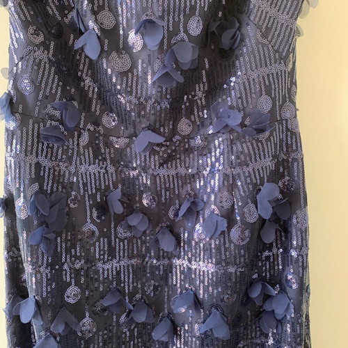 Eliza J maxi evening dress with sequins and 3D petals, like new, navy blue