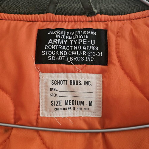 Schott bomber jacket like new, medium slim fit, green