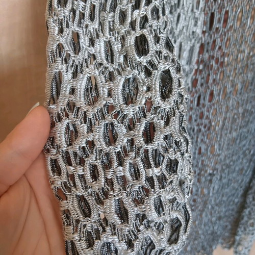 Mesh cardigan like new, gray and silver, 3/4 sleeve, size M