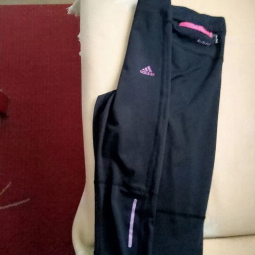 Adidas Lycra sports leggings black with pink details, size M