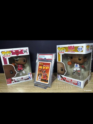 Michael Jordan collection with 2 Funko figures and graded card, new
