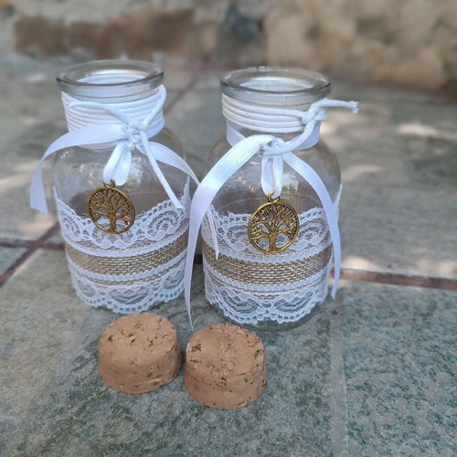 Handmade wedding favors pack of 150 with cork jar and tree of life