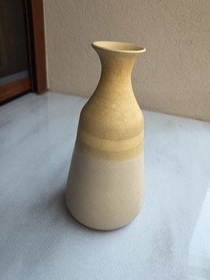 Handmade yellow ceramic vase like new, 22 cm