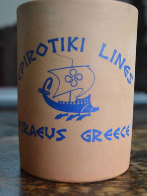 Terracotta pencil holder Epirotiki Lines used with ship names