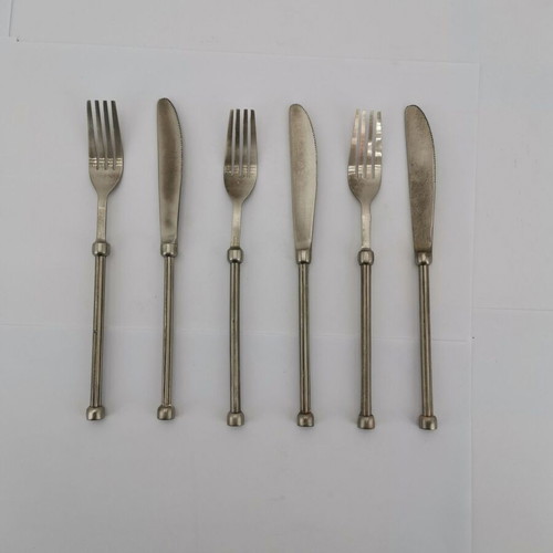 Silver-plated forks and knives used, set of 3+3, 1970 era