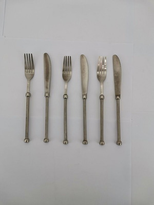 Silver-plated forks and knives used, set of 3+3, 1970 era