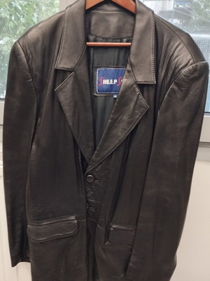 Leather jacket black XL, soft leather, 3 buttons, inner pocket