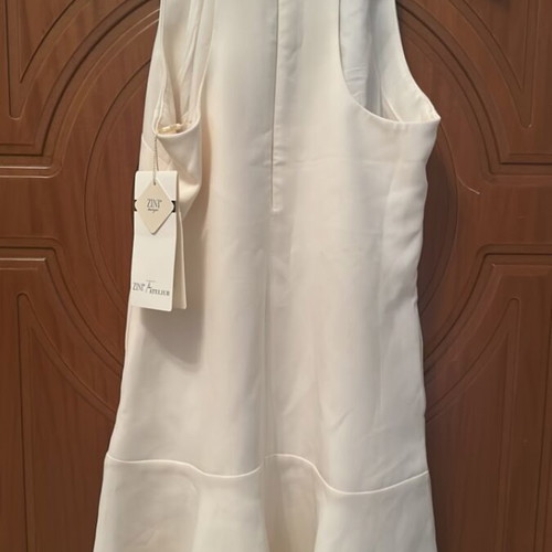 Zini Atelier White Dress with Pearls like new