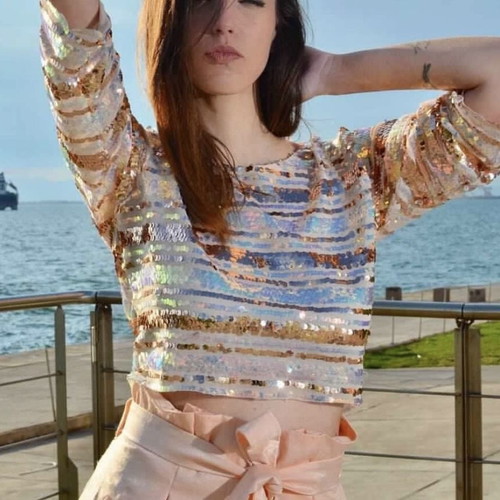 Studio 83 sequin top new, size S, multicolor