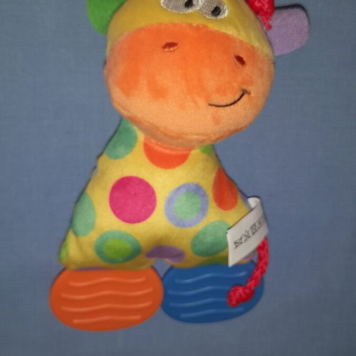 Hanging giraffe toy new with sound and teether