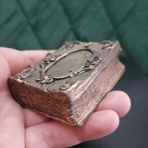 Handmade plaster sculpture book new in gold color