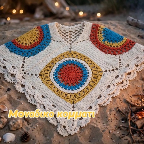 Boho crochet poncho 100% cotton, new