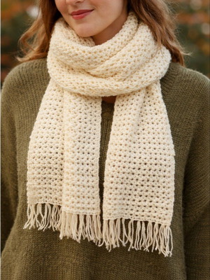 Handmade knitted scarf made to order with fringes