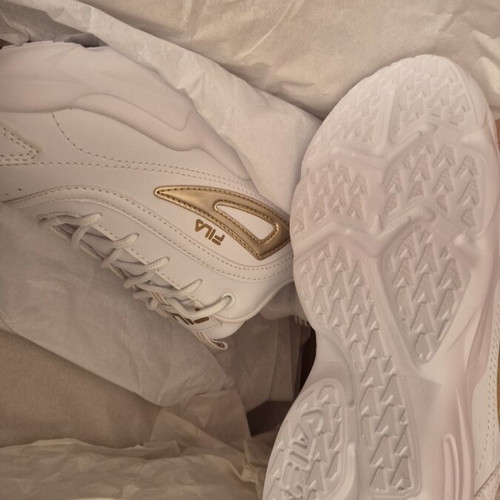 Fila women's white sports shoes with gold detail new